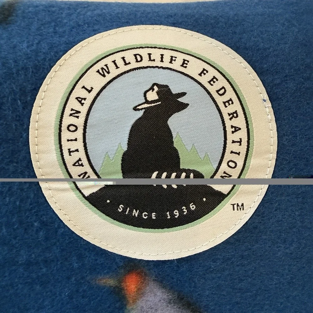 National Wildlife Federation Penguin Fleece Throw Blanket Blue Animal 41x55 NWOT